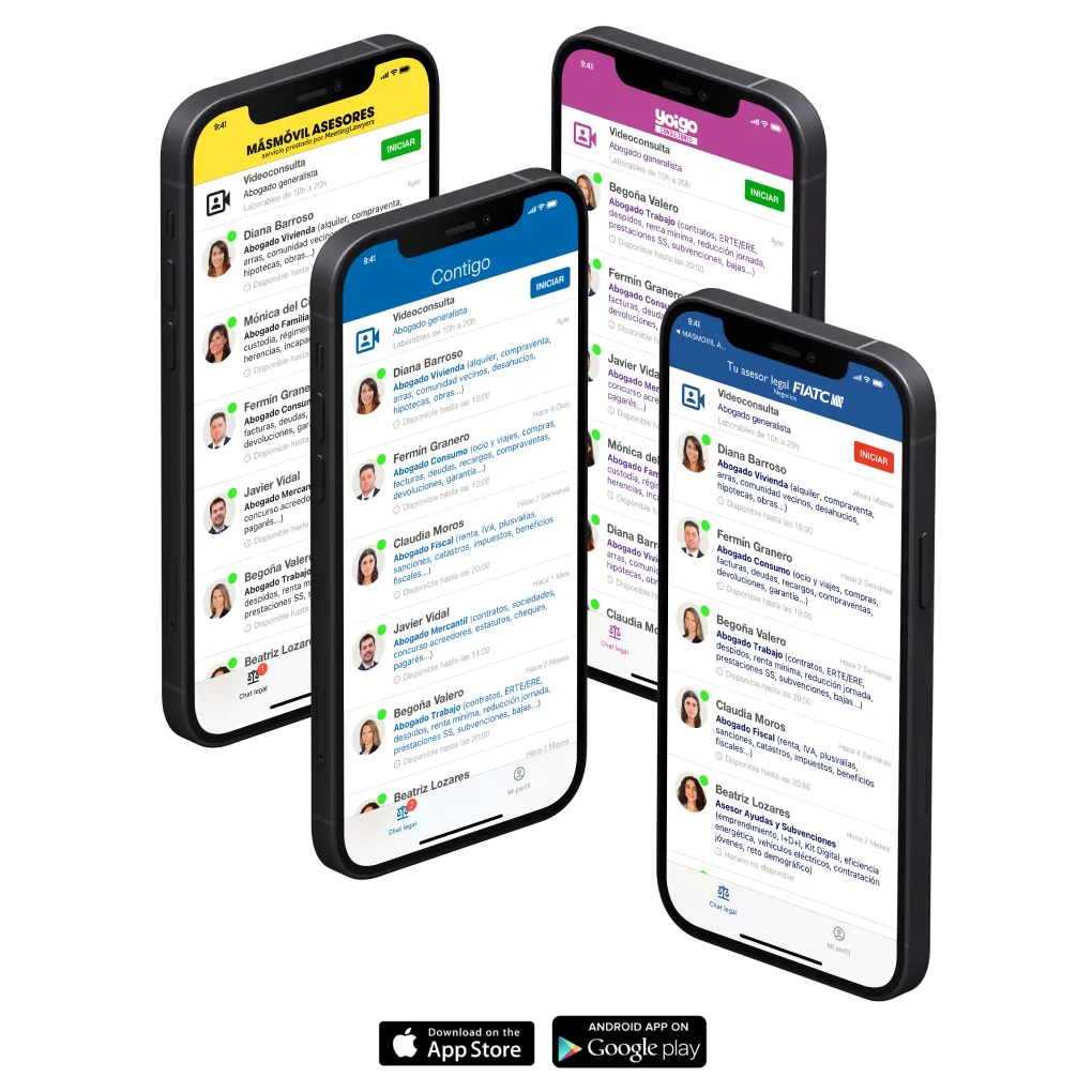 App white label de MeetingLawyers en un móvil