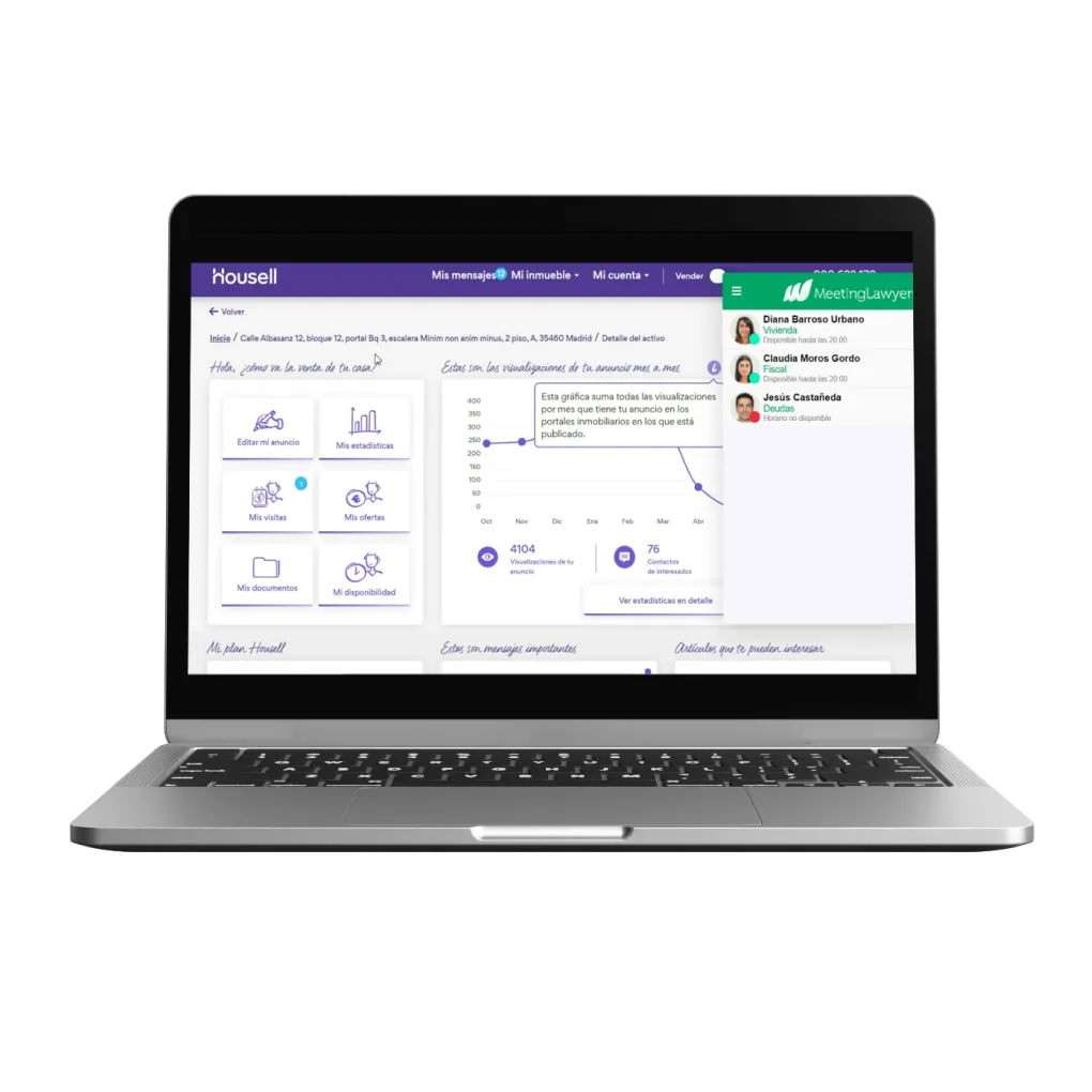 Widget de MeetingLawyers embebido en una página web